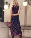 Ann Taylor Petite Paisley Velvet Midi Dress In Purple