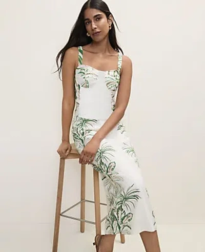Ann Taylor Petite Palm Print Column Midi Skirt In Multi