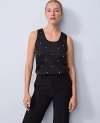 Ann Taylor Petite Pearl Embellished Sleeveless Top In Black