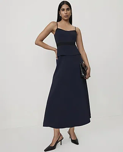 Ann Taylor Petite Peplum Flare Midi Dress In Night Sky