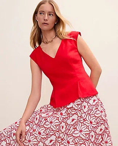 Ann Taylor Petite Peplum Top In Red