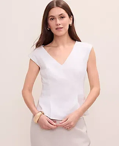 Ann Taylor Petite Peplum Top In White