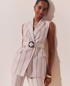 Ann Taylor Petite Pinstripe Belted Vest