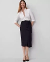 Ann Taylor Petite Pinstripe Cascade Midi Skirt In Navy/white Combo