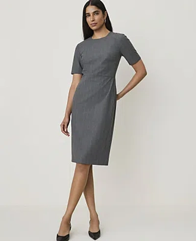 Ann Taylor Petite Pinstripe Crew Neck Sheath Dress In Dark Neutral Pinstripe