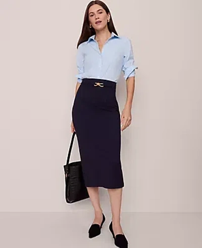 Ann Taylor Petite Pinstriped Pencil Skirt In Blue