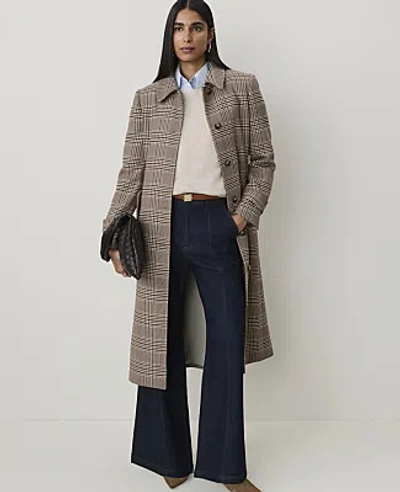 Ann Taylor Petite Plaid Belted Coat In French Mocha