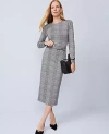 Ann Taylor Petite Plaid Belted Midi Pencil Skirt In Gray