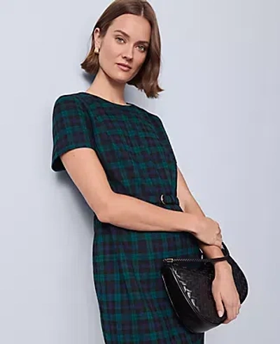 Ann Taylor Petite Plaid Belted Sheath Dress In Multi