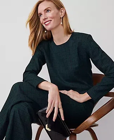 Ann Taylor Petite Plaid Long Sleeve Top In Green Multi