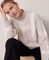 Ann Taylor Petite Plaid Mock Neck Sweater In Neutral