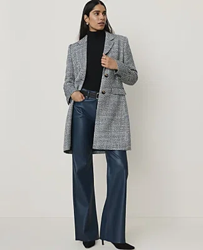 Ann Taylor Petite Plaid Short Chesterfield Coat In Gray