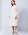 Ann Taylor Petite Pleated Crepe Flare Dress In White