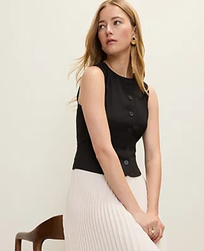 Ann Taylor Petite Pleated Crew Neck Midi Dress In Multi