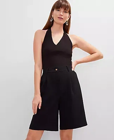 Ann Taylor Petite Pleated Long Short In Black