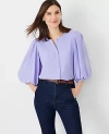 ANN TAYLOR PETITE PLEATED PUFF SLEEVE TOP