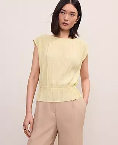 Ann Taylor Petite Pleated Ruffle Hem Top In Yellow