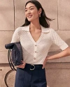 Ann Taylor Petite Pointelle Polo Sweater In White