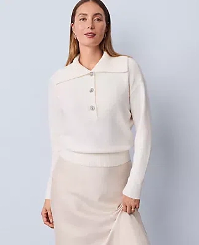 Ann Taylor Petite Polo Sweater In White