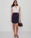 Ann Taylor Petite Ponte Button Wrap Skirt In Black