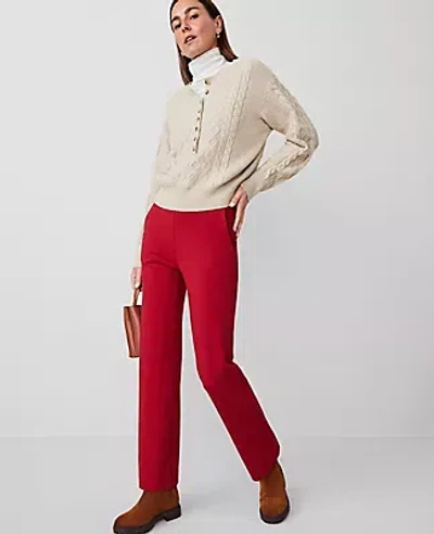 Ann Taylor Petite Ponte Pull On Pant In Gingham Red