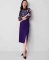 Ann Taylor Petite Ponte Pull-on Slit Pencil Skirt In Midnight Mulberry