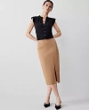 Ann Taylor Petite Ponte Pull-on Slit Pencil Skirt In Perfect Camel