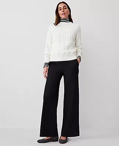 Ann Taylor Petite Ponte Straight Leg Pant In Black