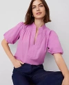 Ann Taylor Petite Puff Sleeve Popover Top In Orchid Glow