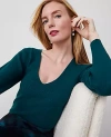 Ann Taylor Petite Puff-sleeve V-neck Sweater In Rainforest