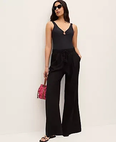 Ann Taylor Petite Pull-on Wide Leg Pant In Black