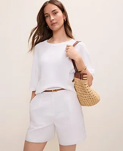Ann Taylor Petite Raglan Crew Neck Sweater In White
