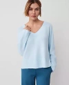 Ann Taylor Petite Relaxed V-neck Sweater In Nordic Sky Blue