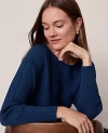 Ann Taylor Petite Ribbed Boatneck Sweater In Blue