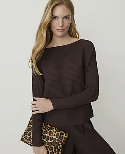 Ann Taylor Petite Ribbed Boatneck Sweater In French Mocha