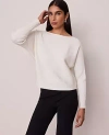 Ann Taylor Petite Ribbed Boatneck Sweater In White