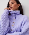 Ann Taylor Petite Ribbed Button Sweater In Lilac Bud