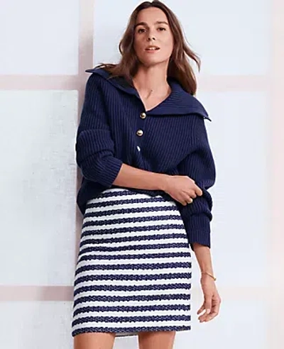 Ann Taylor Petite Ribbed Button Sweater In Royalty Blue