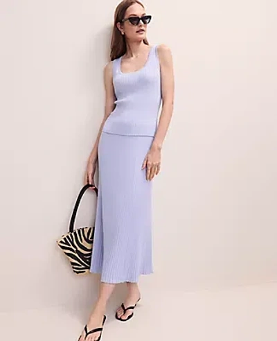 Ann Taylor Petite Ribbed Midi Sweater Skirt In Blue