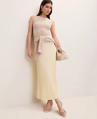 Ann Taylor Petite Ribbed Midi Sweater Skirt In Yellow