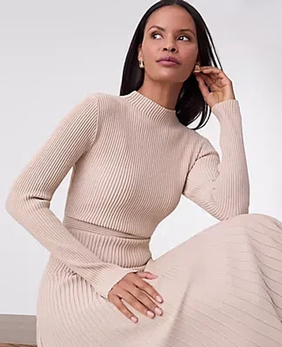 Ann Taylor Petite Ribbed Mock Neck Sweater Dress