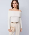 Ann Taylor Petite Ribbed Off-the-shoulder Sweater In White