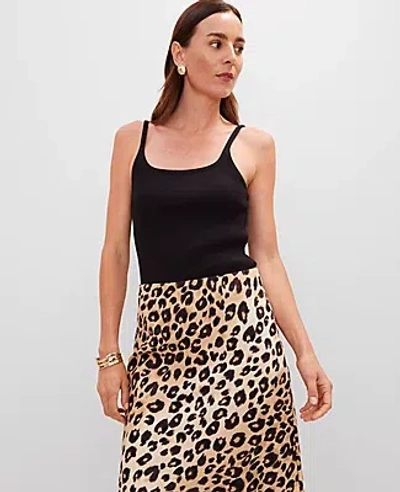 Ann Taylor Petite Ribbed Scoop Neck Tank Top In Black