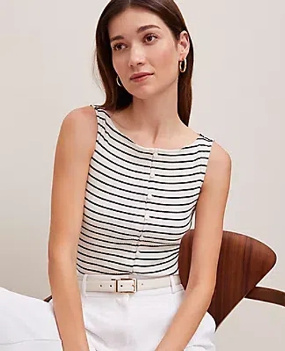 Ann Taylor Petite Ribbed Sleeveless Button Top