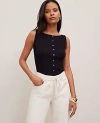 Ann Taylor Petite Ribbed Sleeveless Button Top