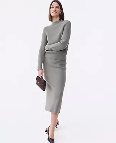 Ann Taylor Petite Ribbed Sweater Skirt In Gray