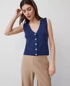 Ann Taylor Petite Ribbed Sweater Vest In Calm Shores