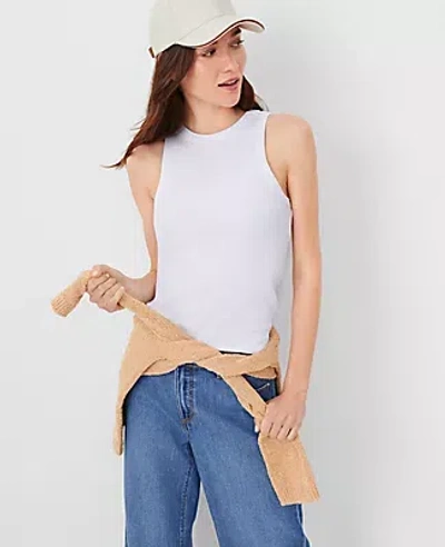 Ann Taylor Petite Ribbed Tank Top In White