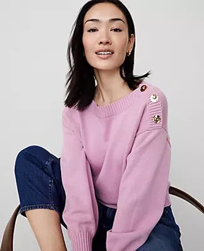 Ann Taylor Petite Ribbed-trim Boatneck Sweater In Clean Lilac