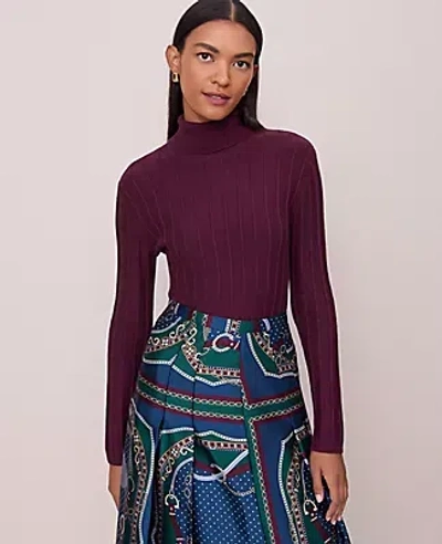 Ann Taylor Petite Ribbed Turtleneck Sweater In Purple